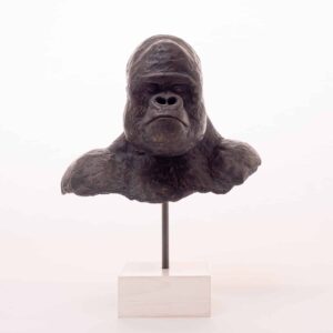 Dierenbeeld gorilla kop makula gaiazoo keramiek inez eijkenboom animal sculptures.