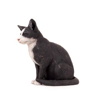 Dierenbeeld kat zittend keramiek inez eijkenboom animal sculptures.