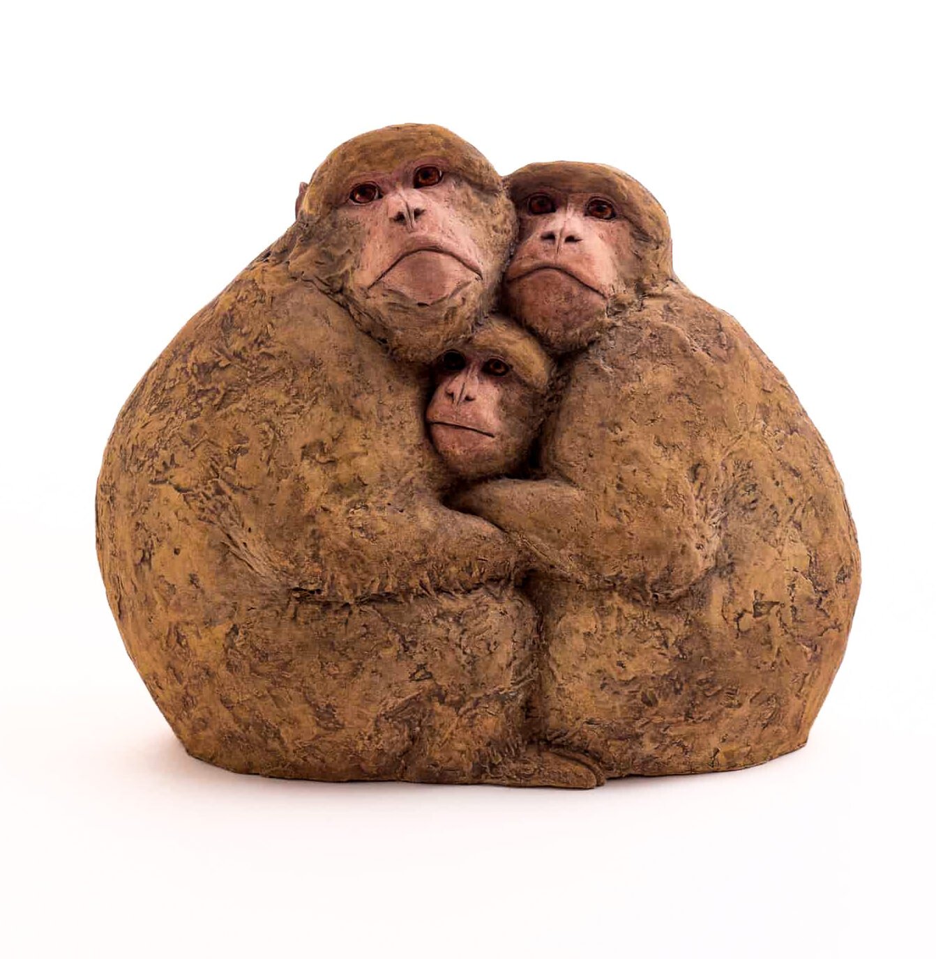 dierenbeeld-apen-familie-berberaap-keramiek