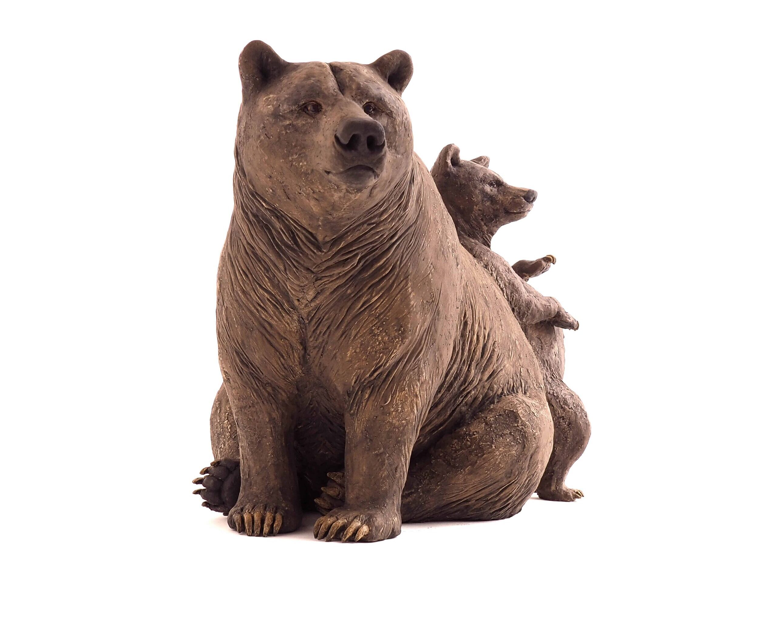dierenbeeld-beer-moeder-jong-keramiek