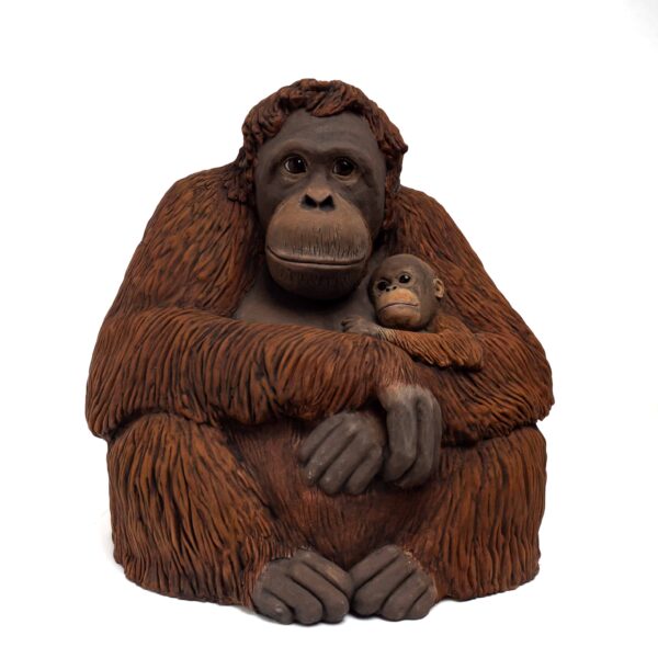 Orangoetan met jong | Keramiek